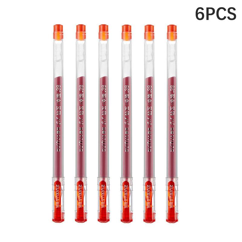 

6 Pcs/Set Large-capacity Ink Tip Gel Pen Black/Blue/Red Refill Exam Signing Writing School Office Supplies