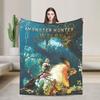 Monster Hunter Wilds Rey Dau Blankets Video Game Flannel Vintage Warm Throw Blanket for Bedroom Autumn/Winter Car