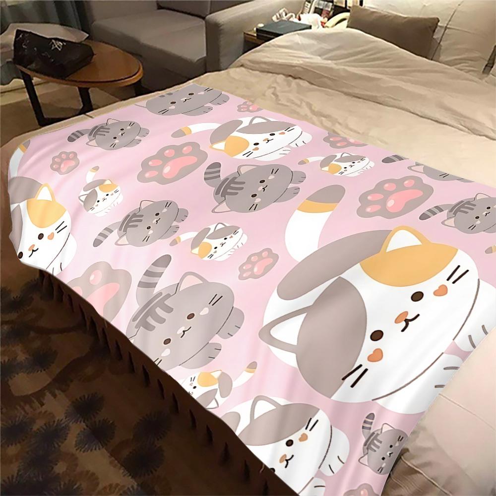 1Pc Cats, Paws Print Flannel Blanket, High quality Digital Printing, Comfortable for All Seasons, Home DecorGifts821027