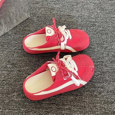 Baotou halve pantoffels dames zomer nieuw super populair hakloze schoenen rode morele trainingsschoenen sandalen