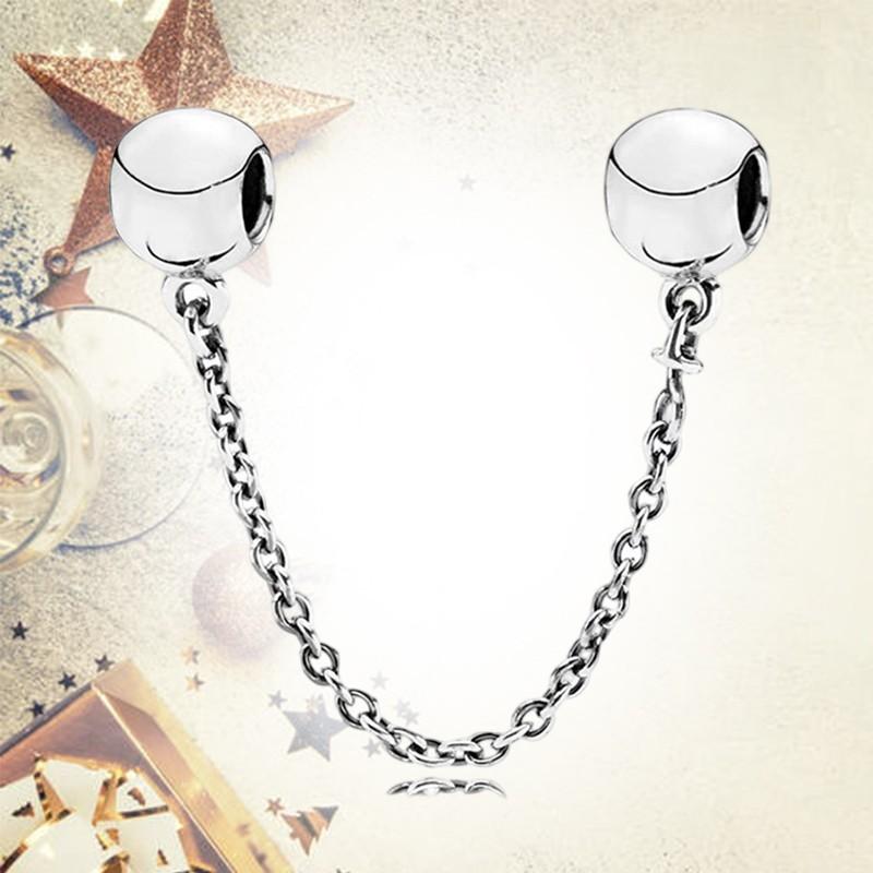 Sparkling Safety Chain Collection Charm Bead Charms Triple Clear Stone Safety Chain Safety Chain Clip Compatible With Authentic Bracelets Do It Yourse