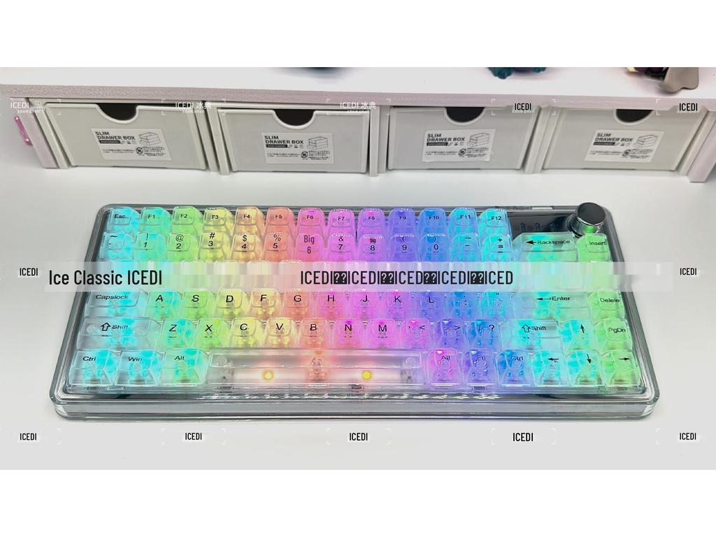 Matte Transparent Crystal Keycaps: 61/87/104-Key Universal, Customized, Highly Translucent.