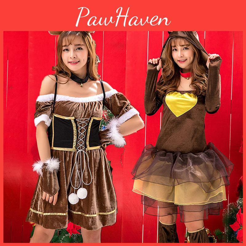 Christmas Reindeer Women Costume Fashion Cosplay Party Deer Fancy Outfit Dress