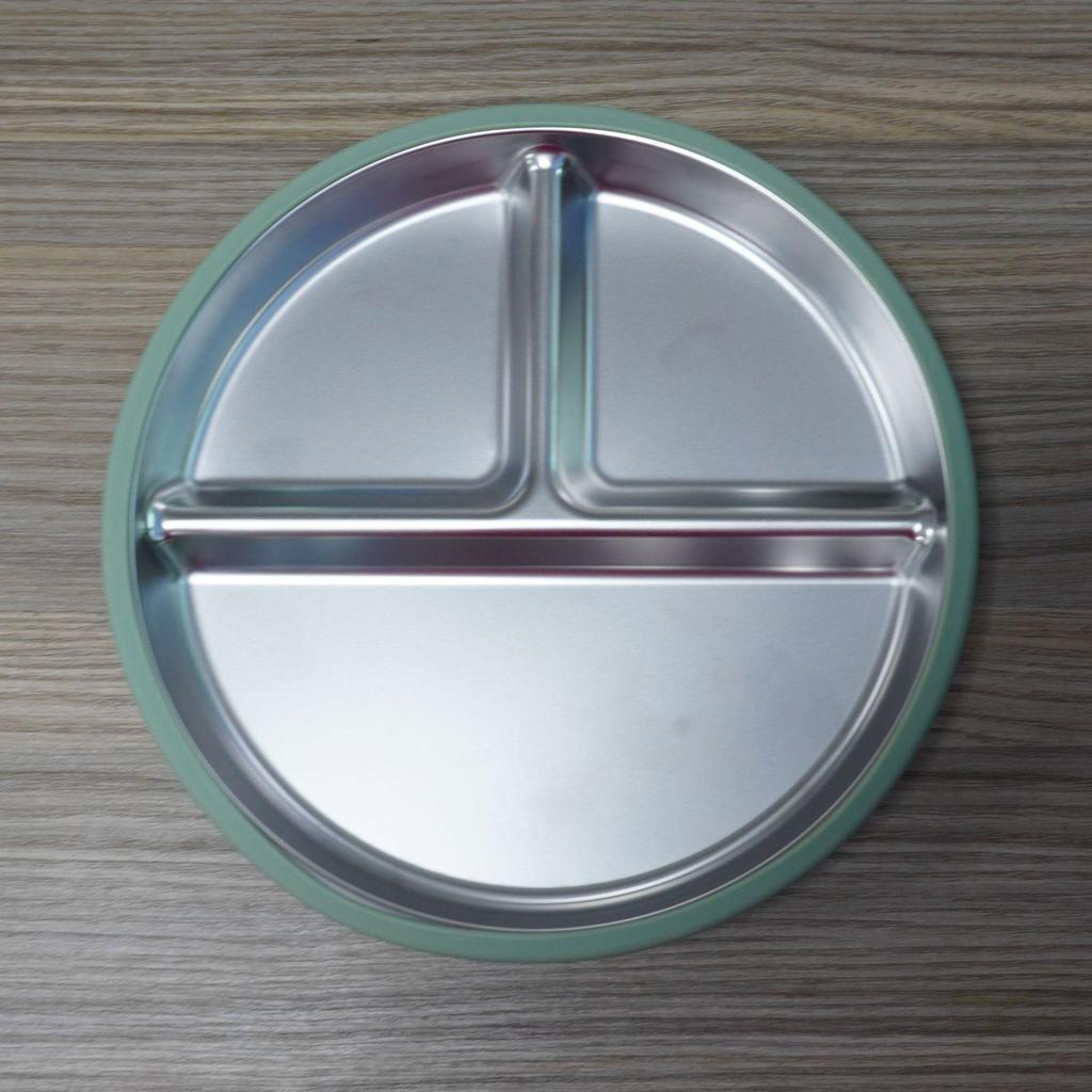 New Kids’ Stainless Steel Divided Plate with Suction Cup – Durable, Drop-proof Design