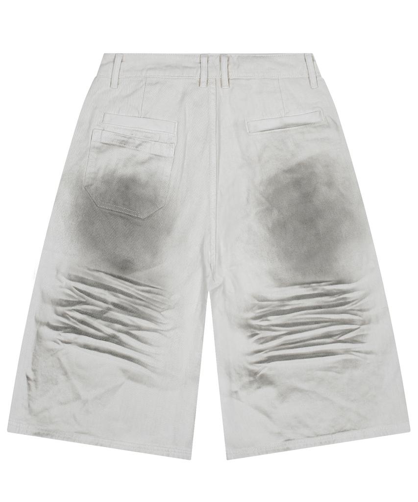 XTONZ Xp287 Dirty Washed Bermuda Cotton Pants (White)