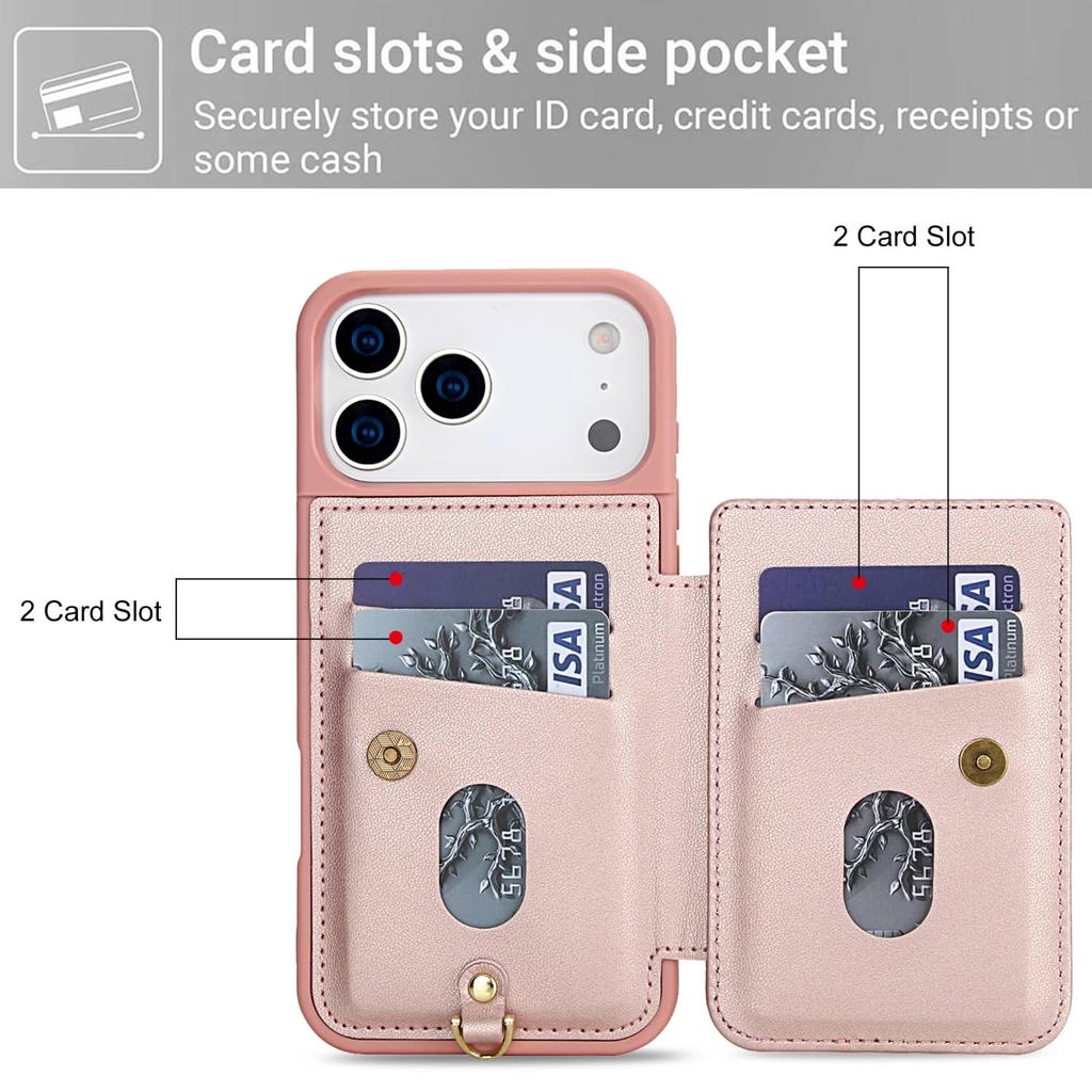 For iPhone 17 Pro Max iPhone Air Case, Wallet with Card Holder, Cute Flower Design Crossbody Purse,Magnetic Kickstand Shockproof