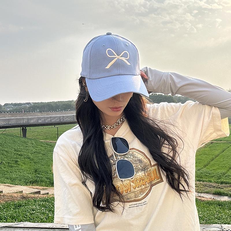 Luochi Bow Embroidery Wide Brim Sun Hat - Women s Face-Slimming Korean Style Cap
