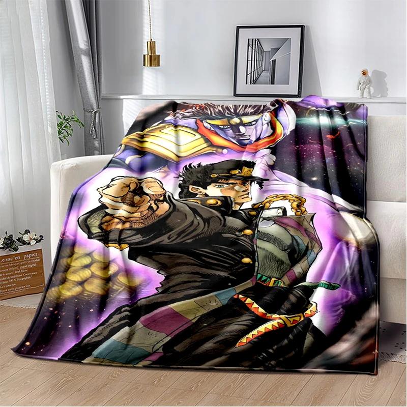3D Cartoon Jojo's Bizarre Adventure Anime Blanket,Soft Throw Blanket for Home Bedroom Bed Sofa Travel Picnic Office Cover Kids