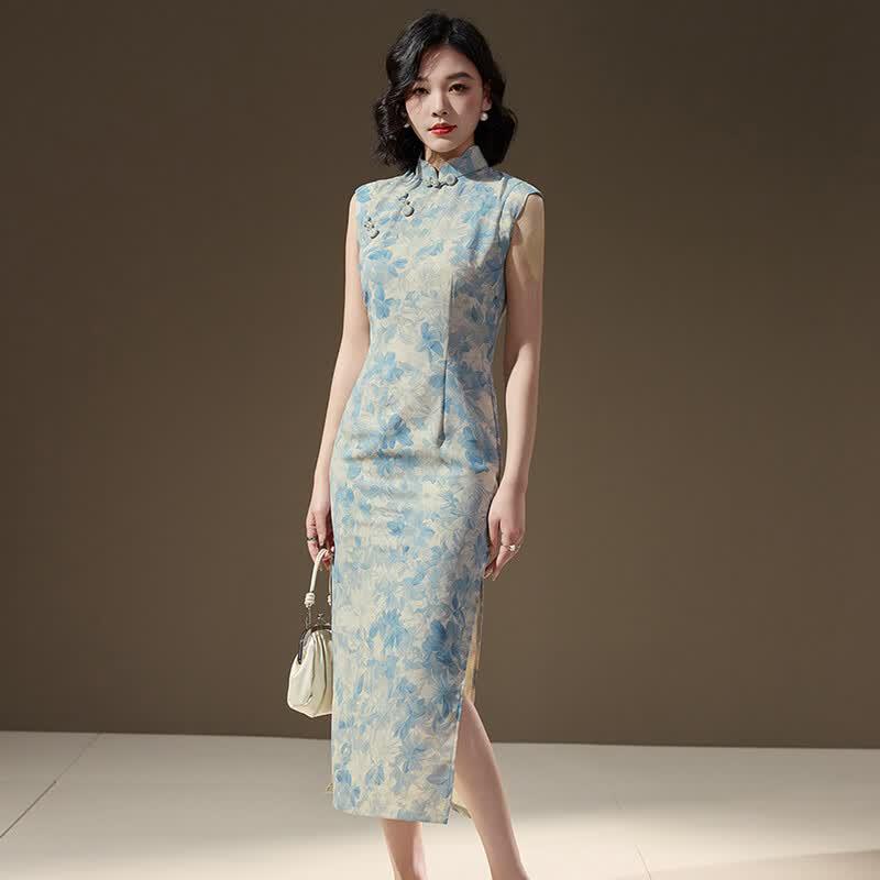 New Chinese Style Jacquard Cheongsam Dress