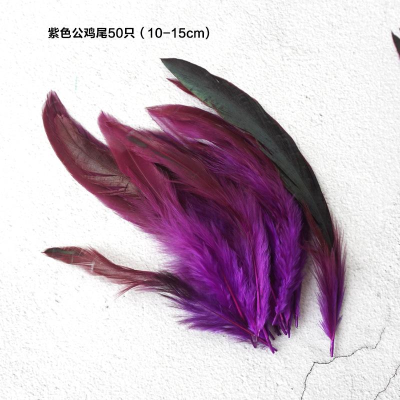 50Pcsdiy Ornaments Crafts Christmas Masks Stage Performance Costumes Colored Chicken Feather Cat Stick Feather