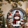 Family Christmas Home Decor Wooden Hanging Pendant, Snowman/Santa Claus/Gnome Ornament with Decorative Craft Pieces Hemp Rope for Indoor Outdoor