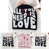 Simple Color Blocked Letter Heart Pattern Women Casual Warm Knitted Hat For Street Style Warmth
