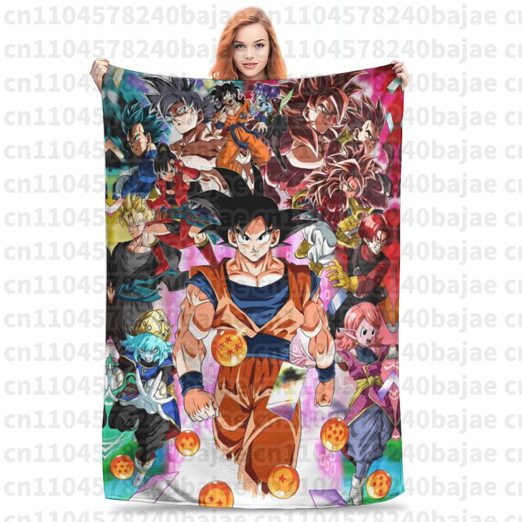 Dragon Ball Z Knitted Blanket Flannel Anime Son Goku Soft Throw Blankets for Bed Bedroom Quilt