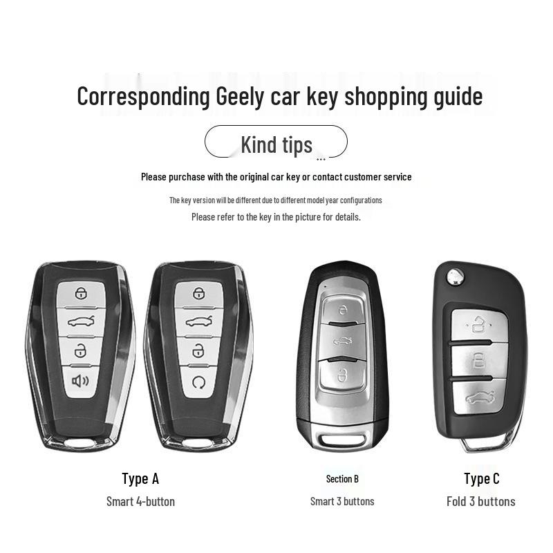 Geely Key Case for Emgrand, Boyue, Xingrui, Bin Yue, Xing Yue L, Bin Rui, Icon, Vision X6/X3 Vehicles