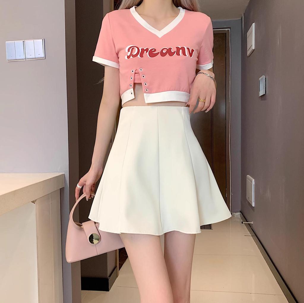 2026 A-Line High-Waisted Mini Skirt - Slimming, Fluffy Hem, Waist-Cinched Women's Spring/Summer Skirt Set