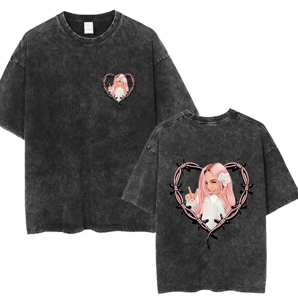 Hot Karol G Bichota Music Album Washed T Shirt Hip Hop Fashion Men Women Cotton Men Women Clothing Classi high quality soft tees