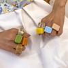 Hot Sale 2025 Temperament Fashion Colored Acrylic Ring New Simplicity Women Girl Lady Ring Trendy Resin Geometric Square Ring