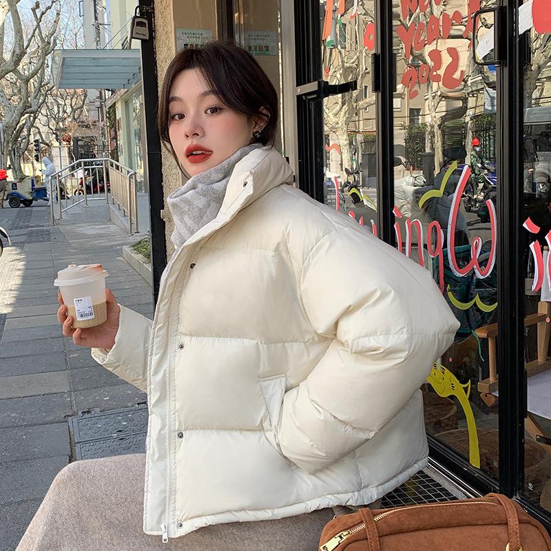 Down jacket women's short stand-up collar winter new loose thickened warm fashionable small bread jacket