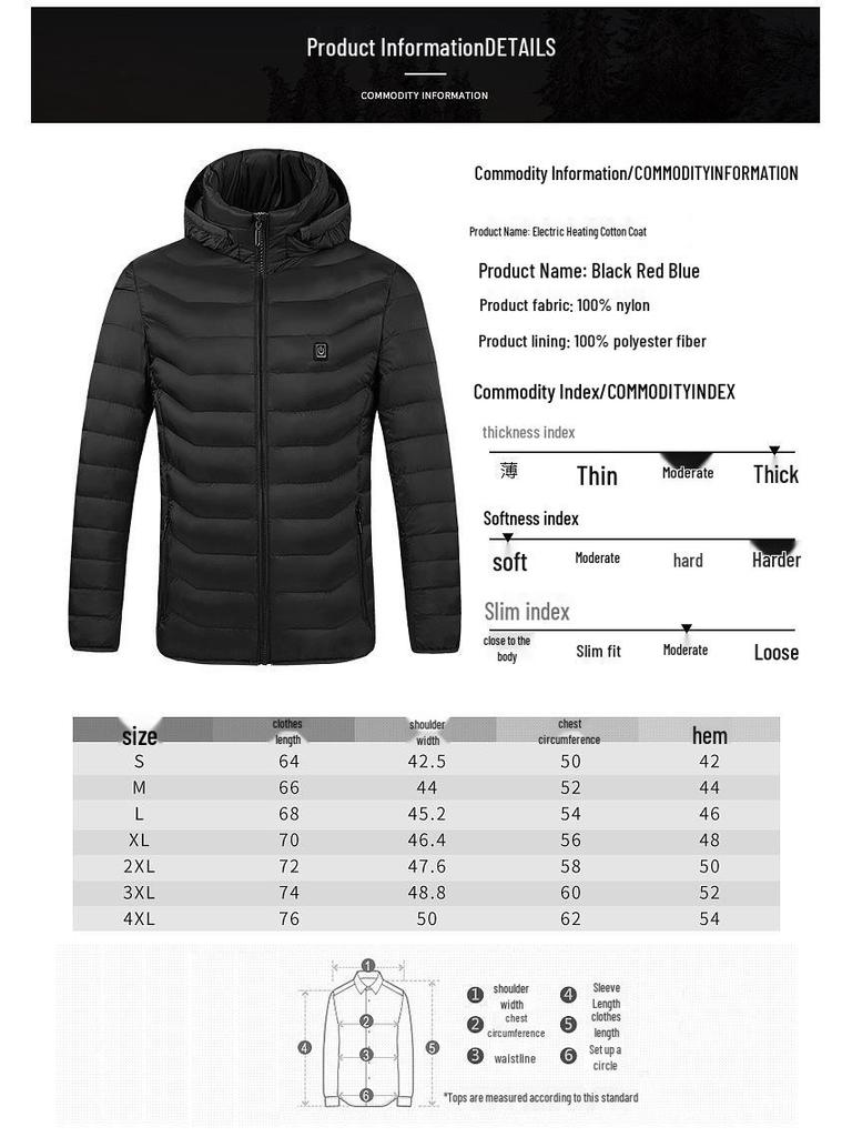 Smart Heated Cotton Coat - Outdoor Electric Heating Suit