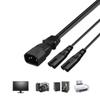 PVC Power Y Adapter Cord IEC320 C14 To Two C7 Connectors Electronic Accessory 0.32m