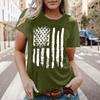 Real Shot Amazon Independence Station Cross-border European, American Independence Day Printed Short Sleeve Top Women's Summer Outer Bottom Shirt
