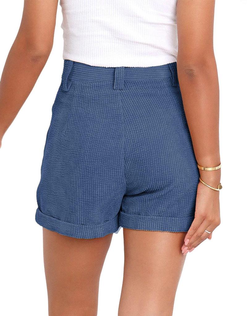 2025 Spring/Summer European & American High Waist Corduroy Loose Shorts for Women