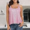 Women's Sequin Camisole Top Spaghetti Strap Sleeveless Party Tank Top