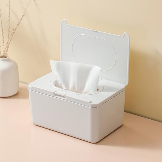Wipes Dispenser, Refillable with Buckle-Sealed Cover Tissue Box, Dustproof Easy Pull Wipes Pouch Case for Bathroom