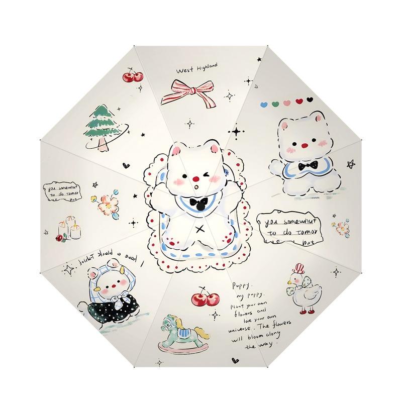 Automatic three-fold umbrella cartoon digital folding umbrella vinyl anti-ultraviolet sunscreen sun umbrella