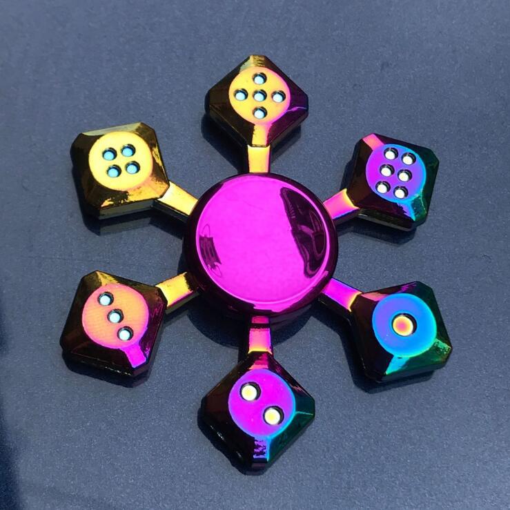 Colorful Zinc Alloy Fidget Spinner: Black Tech Stress-Relief Toy for Students and Kids.