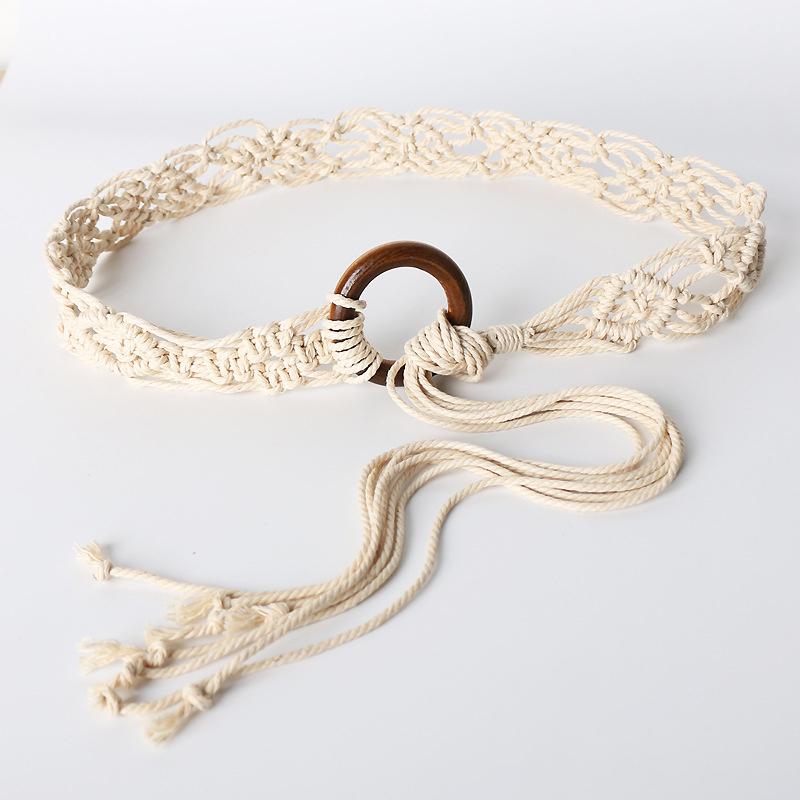Weaving Tassel Waist Rope For Women Versatile Dress Decoration Korean Knotted Thin Waist Rope Wax Thread Knotted Waist Belt
