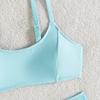 Womens High-Waisted Solid Color Bikini Set Slimming Beach Swimwear With Padded Cups No Underwire