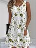 Women's Floral  Dress Navy Blue Floral Print White Dresses Woman Summer Female Clothing Y2k Clothes Woman Costume Tops