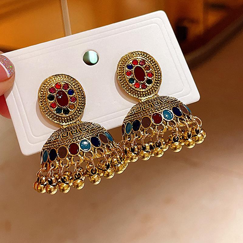Pendientes de Carrillón de Viento de Perla y Cristal de Aguja Plateada Vintage