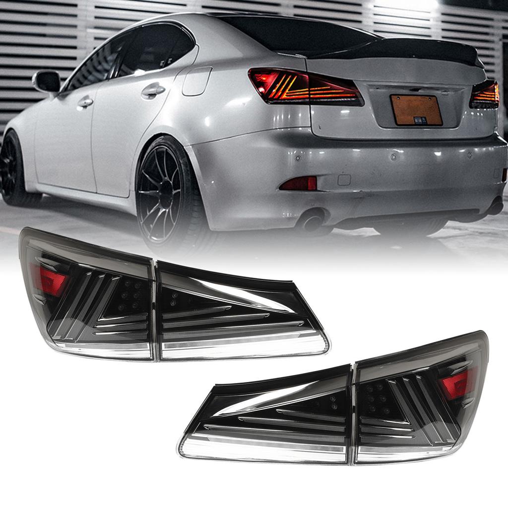 1 Pair Car LED Tail Lights Left Right Dynamic Turn Signal Rear Brake Lamps Fit For IS250 IS350 XE20 2006 to 2013