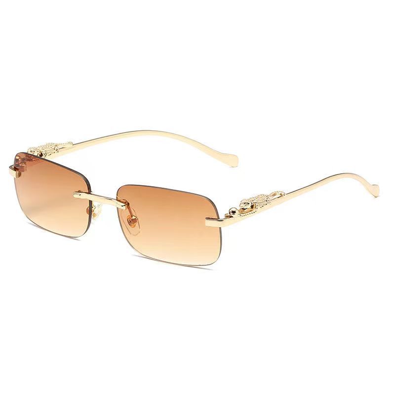 New Trendy Rectangle Frameless Square Sunglasses For Women Fashion Street Photography Summer Vacation Gift Glasses