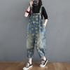 Casual Loose Plus Size Jeans Jumpsuits Women Spring Print Floral Denim Pants