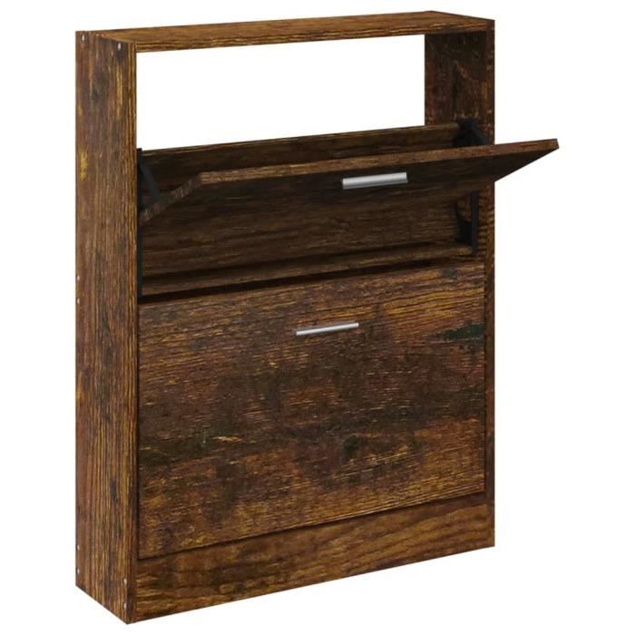 VidaXL Armoire à chaussures Chêne fumé 59x17x81 cm Bois d'ingénierie 342539