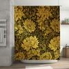 Luxury Golden Floral Print Shower Curtain Bathroom Decor In Black Gold Colors For Home Use
