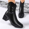 New women's leather shoes high heels Women Casual banquet ankle boots Long for Adult Women Elegant Style