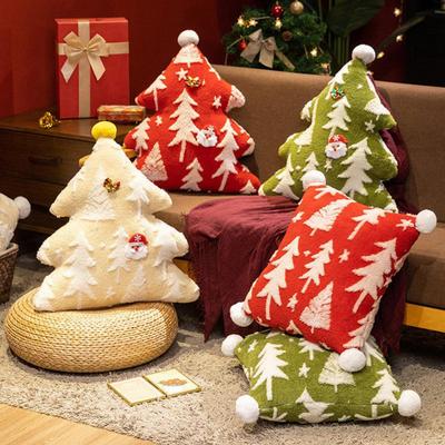 Ferienhausdekoration Plüsch Weihnachtsbaum Kissen Festliches Weihnachtsbaum Plüschkissen Gefüllter Überwurf für Feiertage