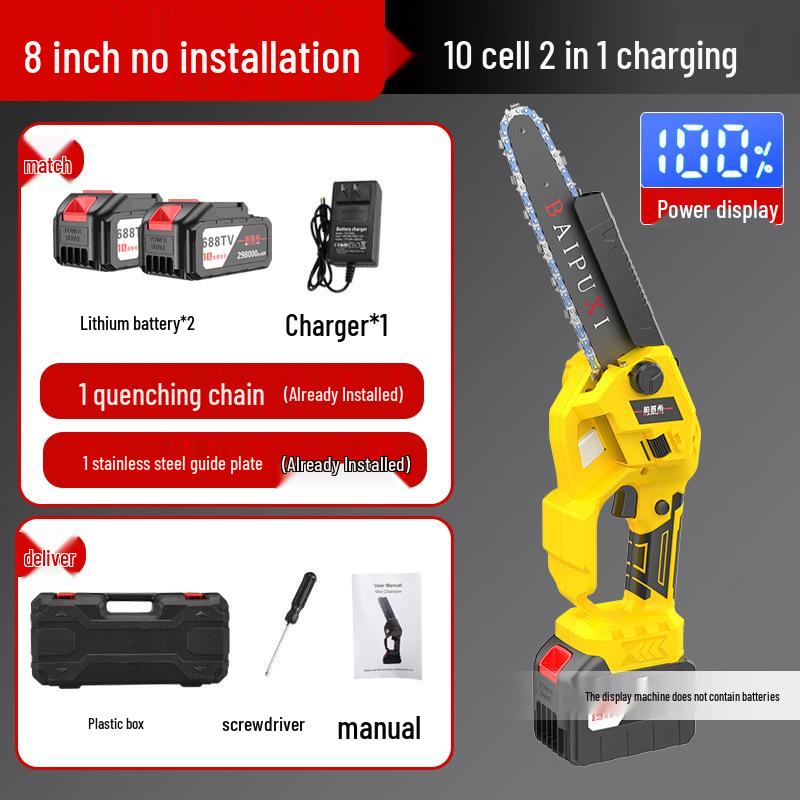 6" & 8" Brushless Lithium Battery Electric Chainsaw, High Power Handheld, Rechargeable, One-Handed Mini Felling Saw for Household Use