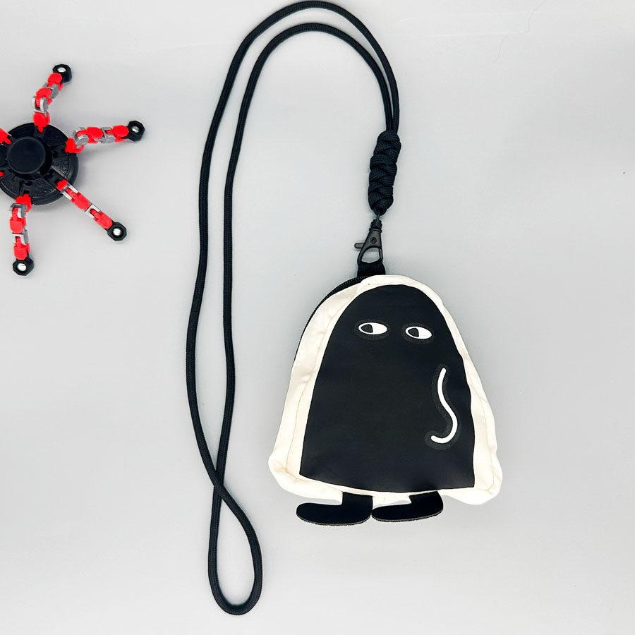 Headset Zipper Mini Bag Storage Small Change Coin Key Portable Pouch with Lanyard