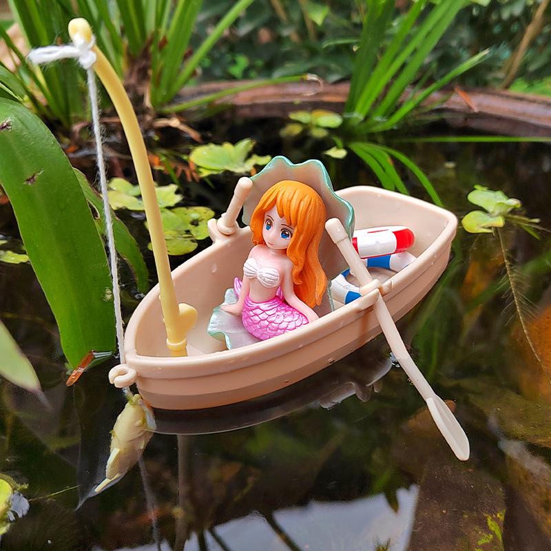 Miniature Floating Boat Ornament - DIY Model for Fish Tank & Landscaping