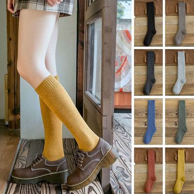 Knee High Women Winter Compression Stocking Solid Color Thicken Warm Long Leg Terry Socks Breathable Cotton Thermal Calf Socks