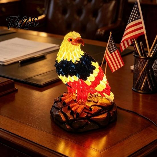 Desk Lamp With Flag Design USB Powered Red White Blue Eagle Lamp, 250th Anniversary Desktop LED Resin Light, Decorative Independence Day for