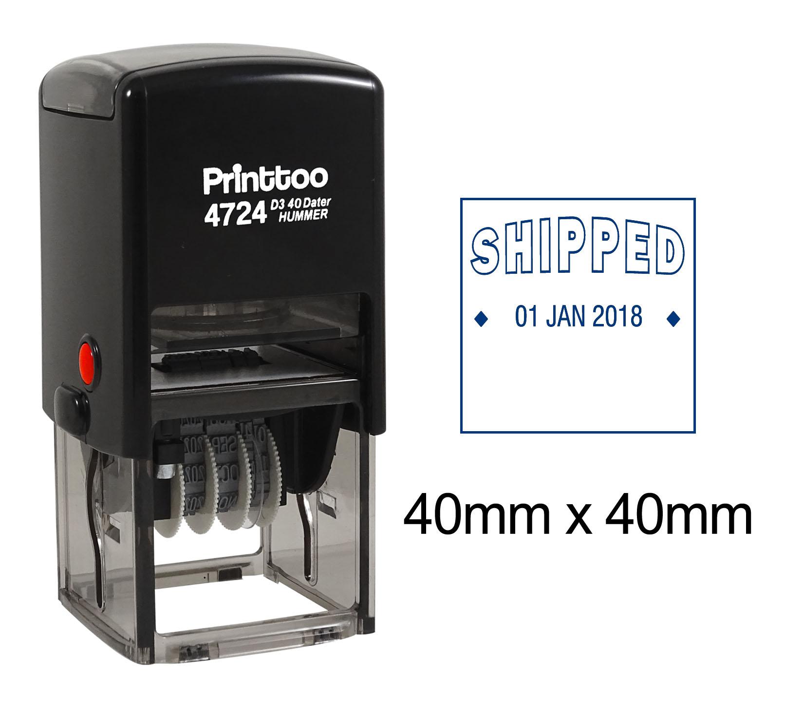 

Printtoo Dater Stamp Self Inking With Shipped Text Office Stationery Date Rubber 40 mm x 40 mm.(Approx) синій