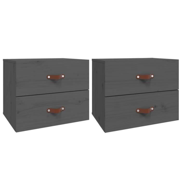 820981 vidaXL Tables de chevet murales 2 pcs Gris 50x36x40 cm