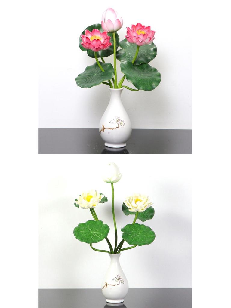 Petites Fleurs Artificielles Décoration Lotus Lys pour Maison & Offrandes à Bouddha