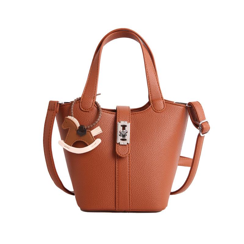Korean Style Lychee Texture Women's Crossbody Bucket Bag - 2026 Fashionable & Versatile Handheld Vegetable Basket